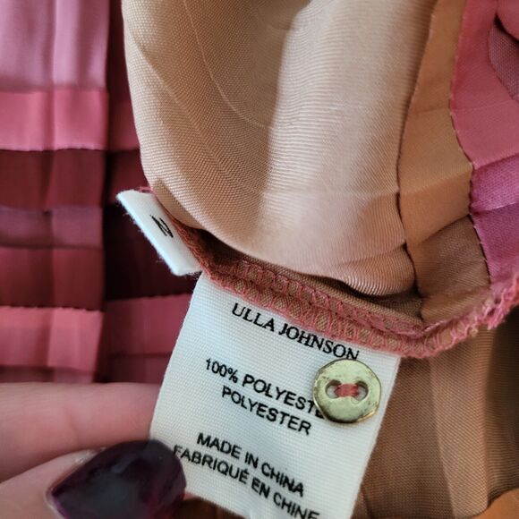 $878 Ulla Johnson - Alessa Dress in CeriseStriped Pleated Plissé Midi Sz 2 - Picture 13 of 16